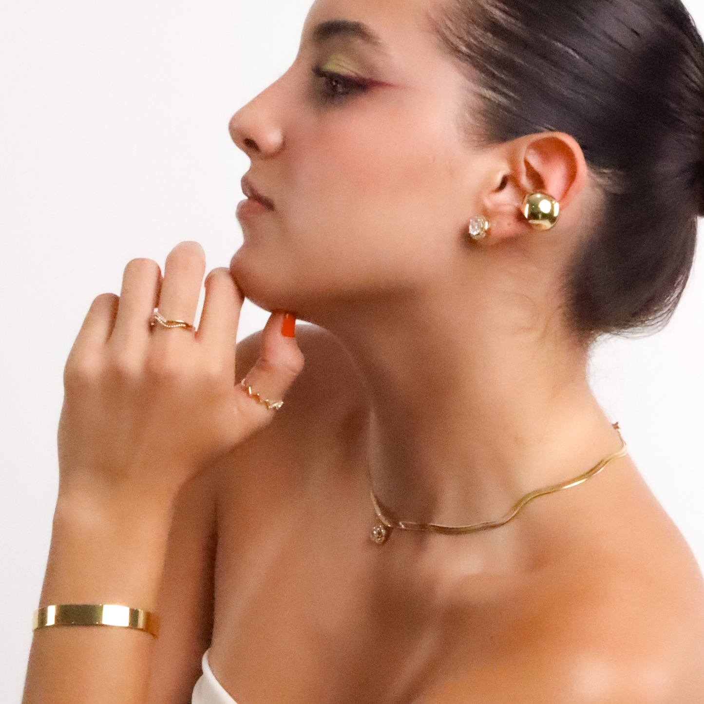 Cadena Plana 3 mm con Dije Circón de Acero Inoxidable (TF2A051)