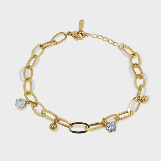 Pulsera de Eslabones y Dijes de Acero Inoxidable (TF5A048)