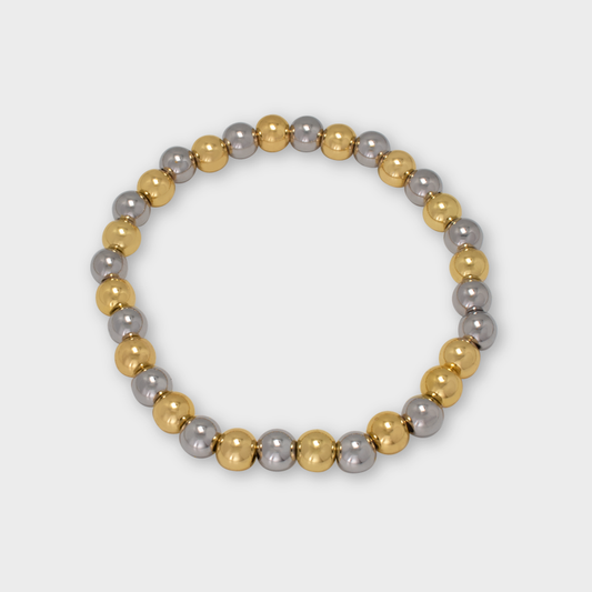 Pulsera Elástica Bolitas 6MM de Chapa (TB5C043)