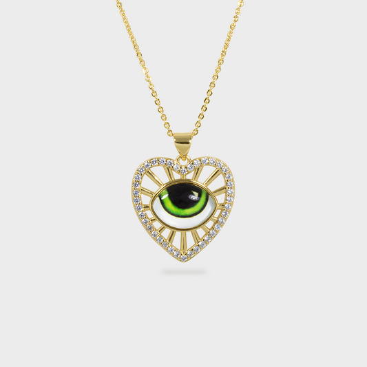 Cadena con Dije Corazón + Ojo Turco de Copper (TF2C108)