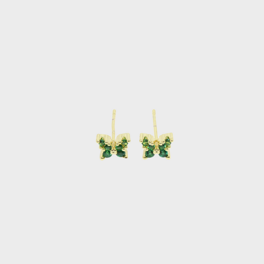 Arete mini Mariposa Verde de Chapa (TB7C145)